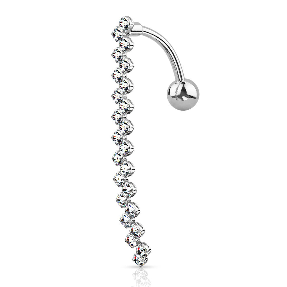 Zig Zag Line Top Drop Belly Ring - Silver