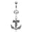 Ship Anchor with Gem Belly Ring