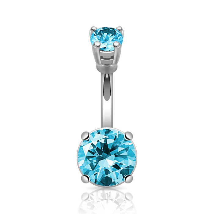 Large Gem Aqua Belly Ring Belly Button Rings & Bars Belly Bling Large Gem Aqua Belly Ring Belly Button Rings & Bars Belly Bling