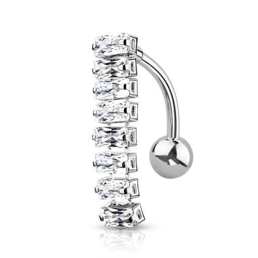 Baguette CZ Top Drop Belly Ring