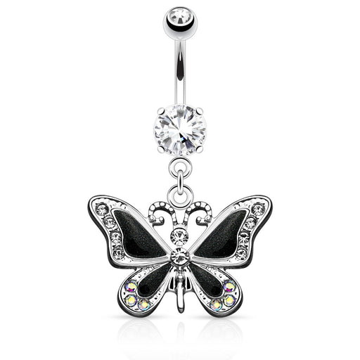 Black Butterfly Belly Ring
