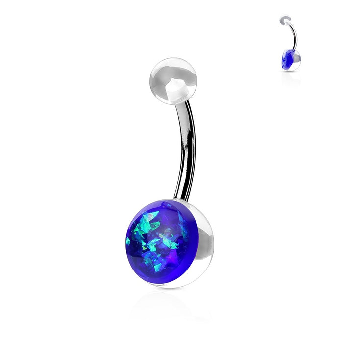Opal Glitter Acrylic Belly Ring-Blue