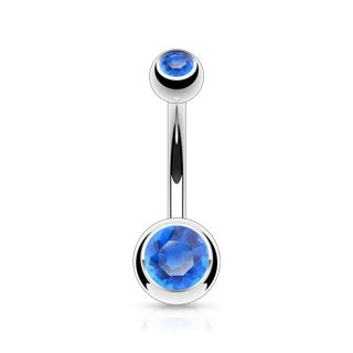 Blue Double Gem Belly Ring