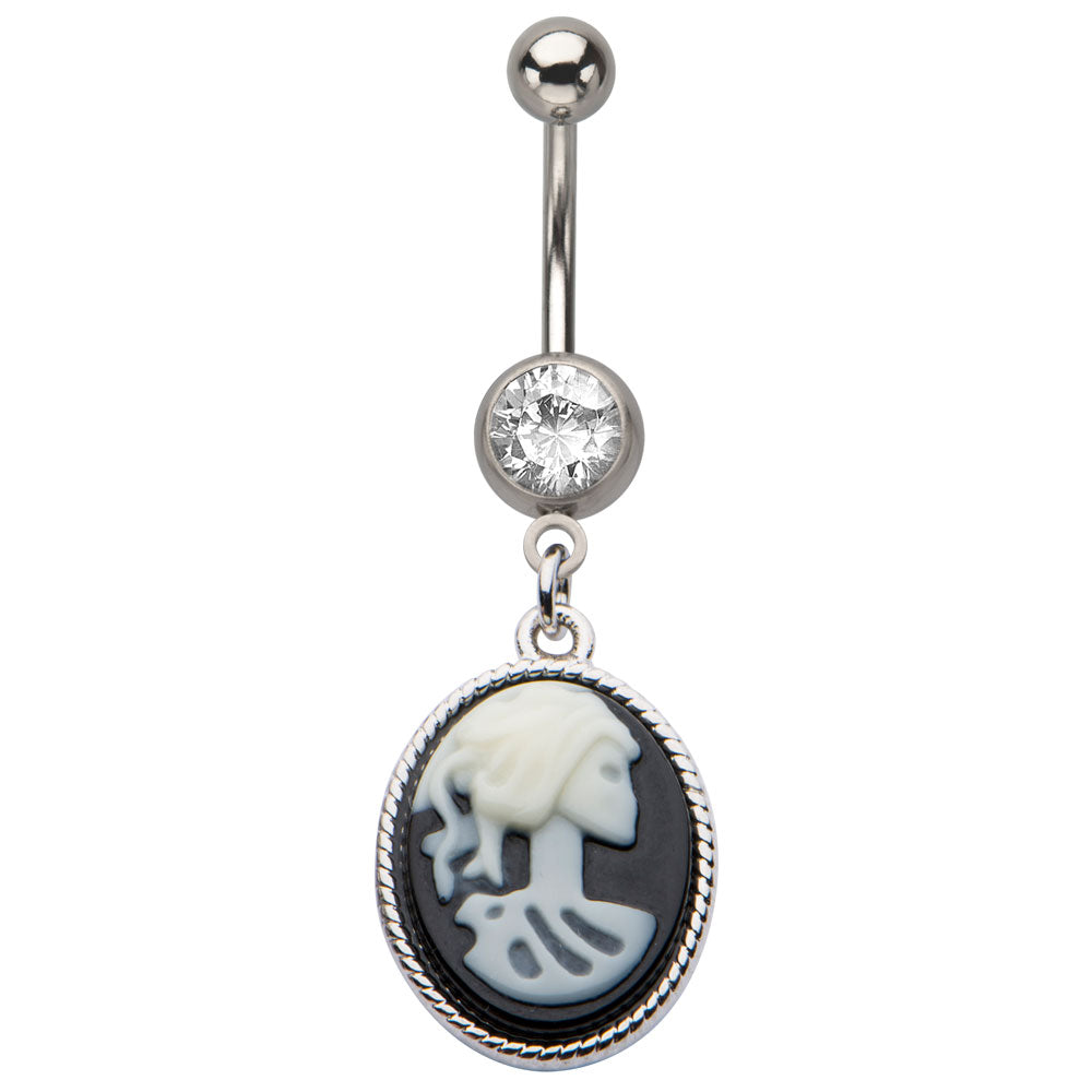 Spooky Cameo Dangling Belly Ring