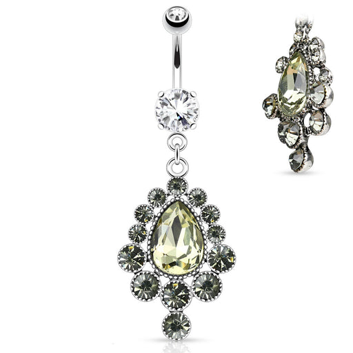 Cascade Pear Cut Gem Belly Ring