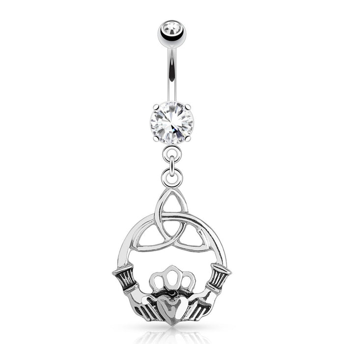 Celtic Knot with Claddagh Belly Ring