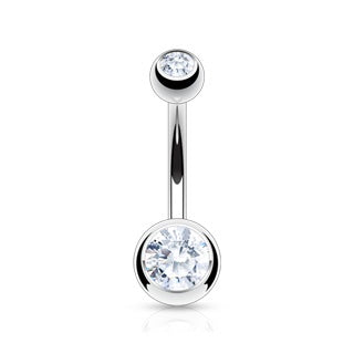 Clear Double Gem Belly Ring