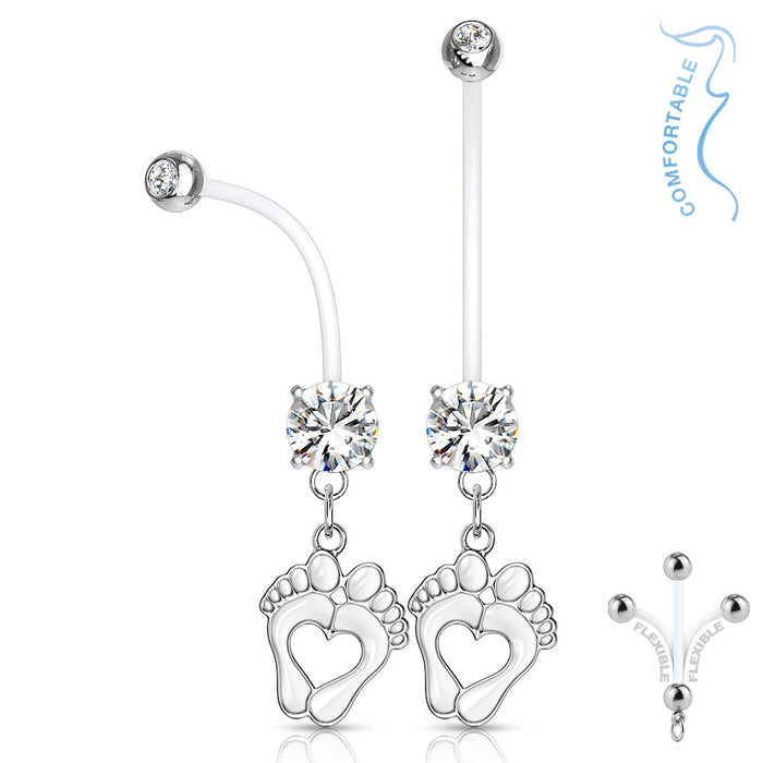 Clear Baby Feet Pregnancy Belly Ring