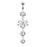 Clear Triple Gem Bow Belly Ring
