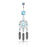 3 Feather Dreamcatcher Belly Ring - Aqua