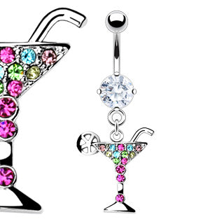 Martini Glass Dangling Belly Ring