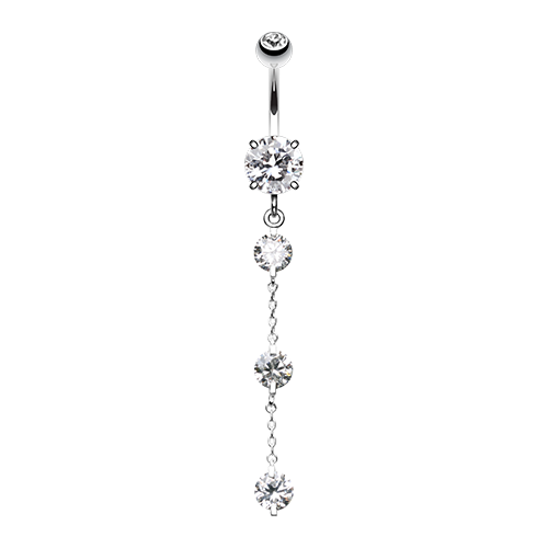 Triple Crystal Droplets Belly Ring