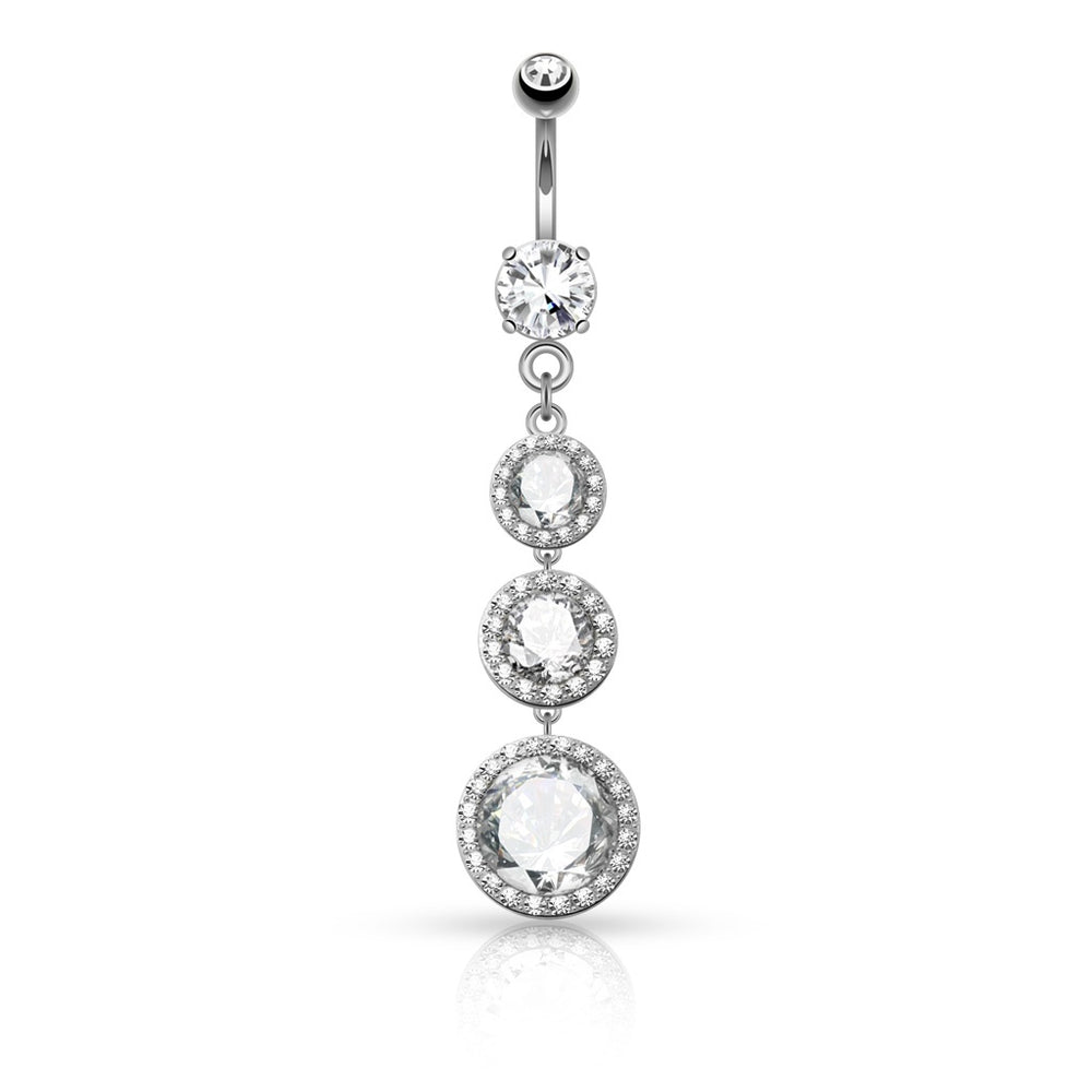 Large Paved CZ Drops Belly Ring