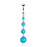 Round Solitaire CZ Drops Belly Ring - Aqua