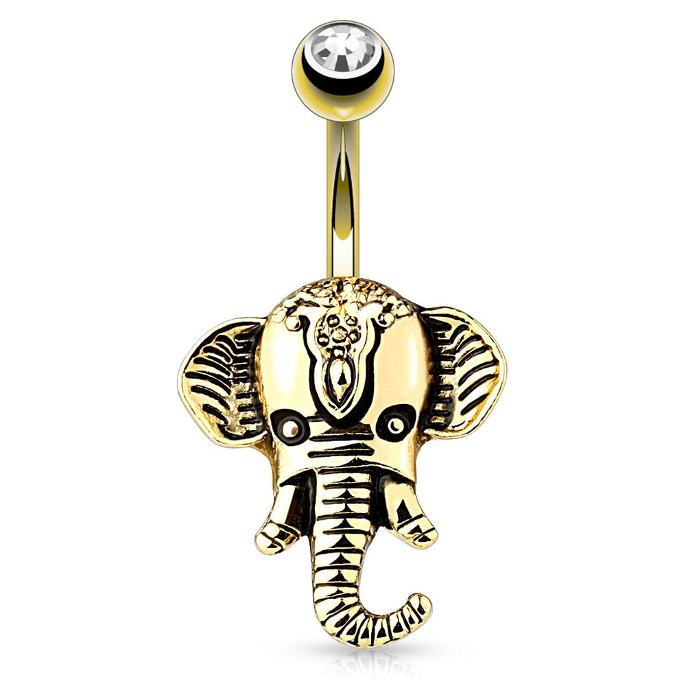 Elephant Head Belly Ring - Gold