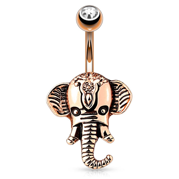 Elephant Head Belly Ring - Rose Gold