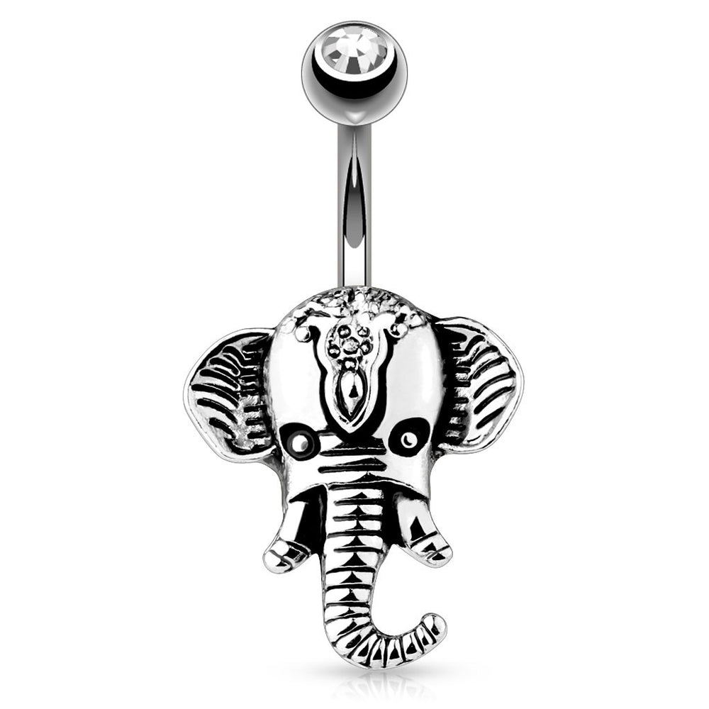 Elephant Head Belly Ring - Silver