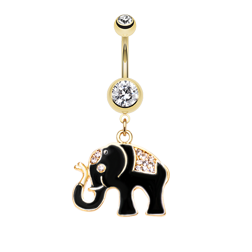 Black and Gold Elephant Belly Ring