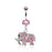 Dangling CZ Elephant Belly Ring-Pink