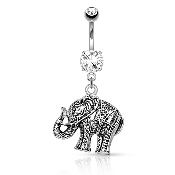 Etched Dangling Elephant Belly Ring