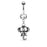 Elephant Dangle Belly Ring - Silver