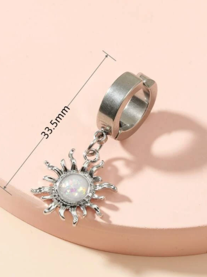 Sun Opal Clip On Fake Belly Button Ring