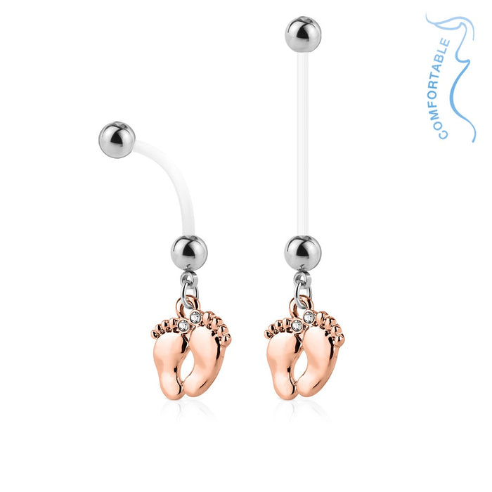 Rose Gold Footprint Maternity Belly Ring