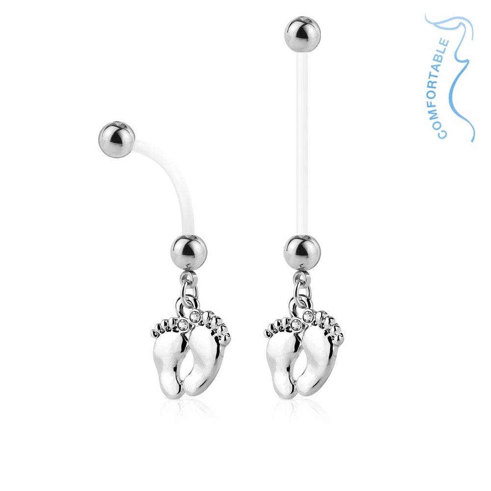 Silver Footprint Maternity Belly Ring