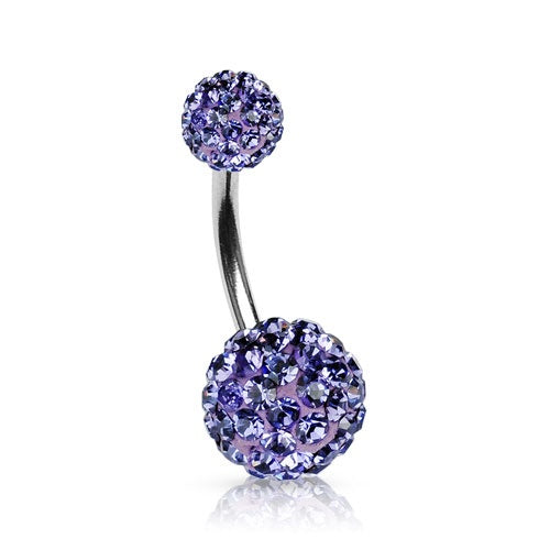 Purple Swarovski Crystal Ferido Belly Ring