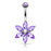 Marquise Cut CZ Flower Belly Ring - Purple