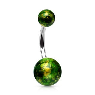 Fossil Ball Belly Ring-Green
