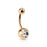 Rose Gold Double Gem Belly Ring - Clear