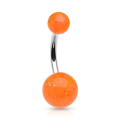 Orange Glitter Ball Belly Ring