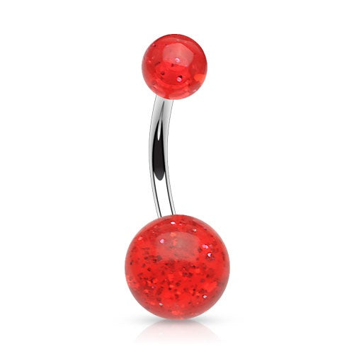 Red Glitter Ball Belly Ring