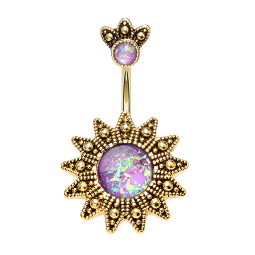 Golden Antique Opal Sunburst Belly Ring