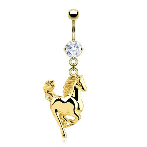 Gold Plated Horse Dangling Belly Ring