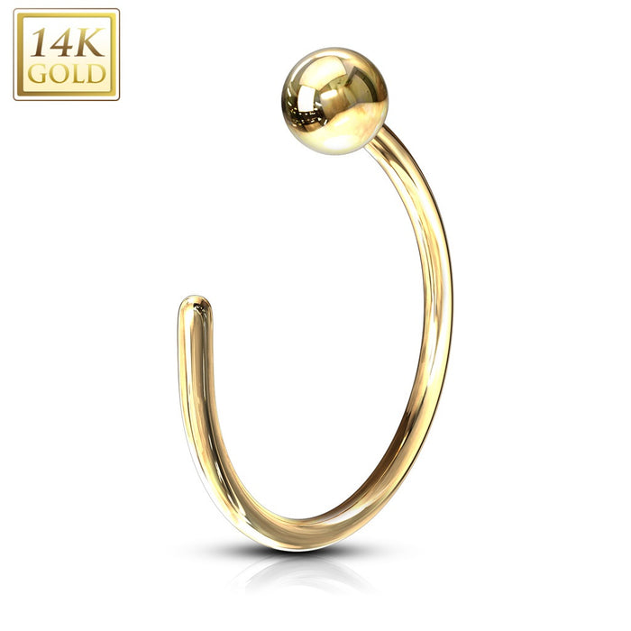 14 Kt Gold Nose Hoop Ring - 20GA