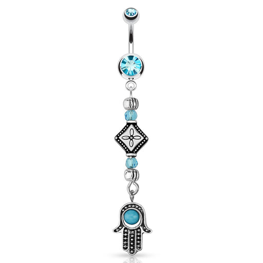Hamsa with Tribal Beads Belly Ring