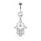 Beaded Outline Hamsa Silver Belly Ring
