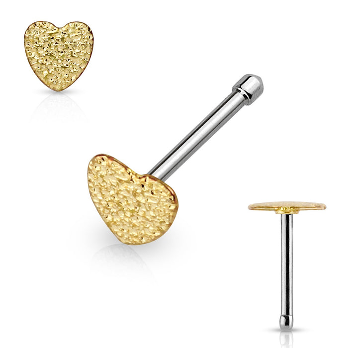 Sparkling Heart Nose Ring - Gold