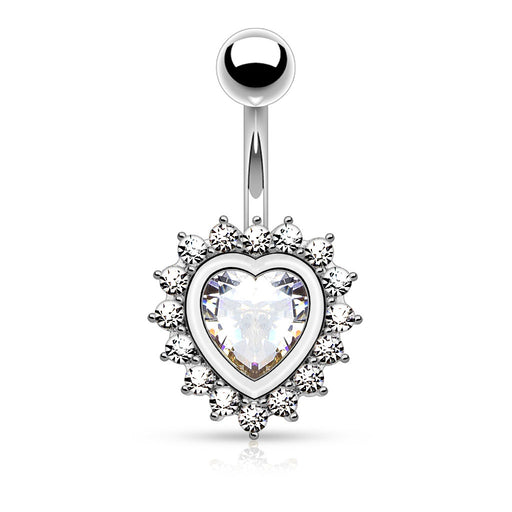 Heart Shape CZ Belly Ring