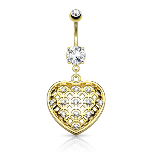 Crystal Set Tribal Net Heart Belly Ring