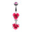 Pink Dangling Mini Roses Belly Ring