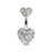 Double Hearts Belly Ring-Clear
