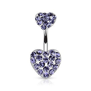 Double Hearts Belly Ring-Purple