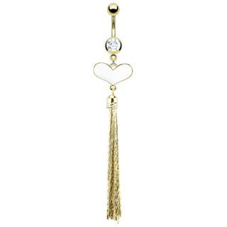 Gold Plated Tassle Heart Belly Ring