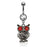 Hematite Owl with Gemmed Eyes Belly Ring
