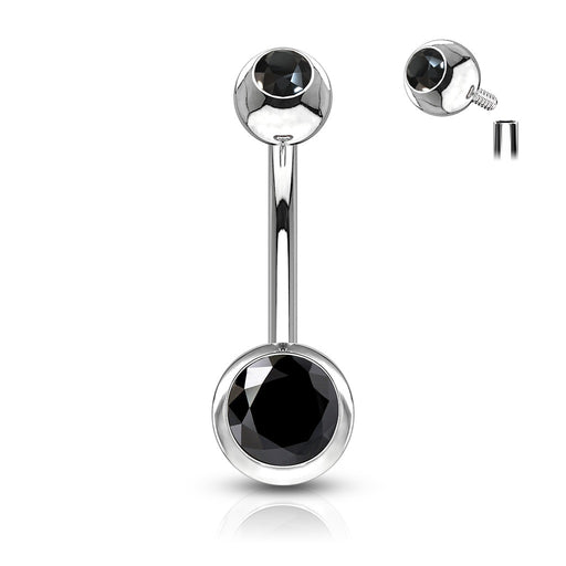 Internally Threaded Belly Ring - Black