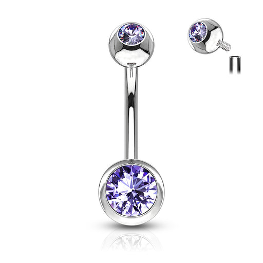 Internally Threaded Navel Ring - Lt. Purple