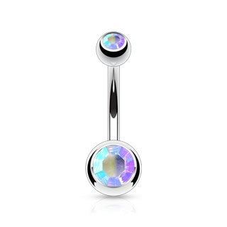 Iridescent Double Gem Belly Ring